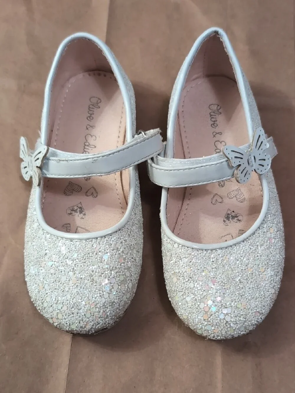 Girls Sparkle Mary Jane and Bow Ballet Flats - Pink & Ivory